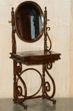 Coiffeuse victorien Thonet en bois courbé avec tabouret réglable