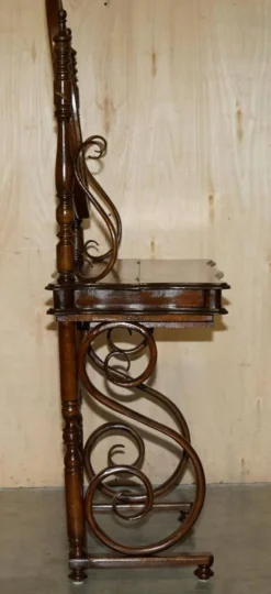 Coiffeuse victorien Thonet en bois courbé avec tabouret réglable