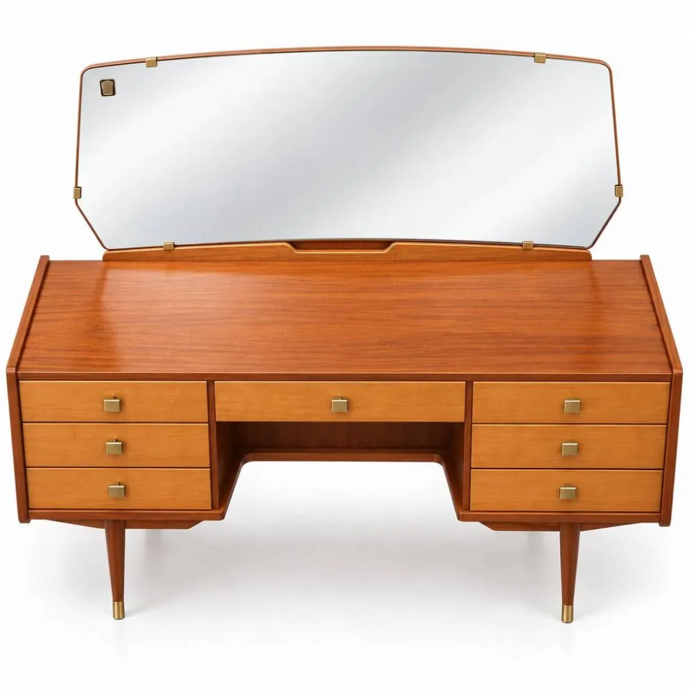 Coiffeuse vintage avec miroir, années 50-60