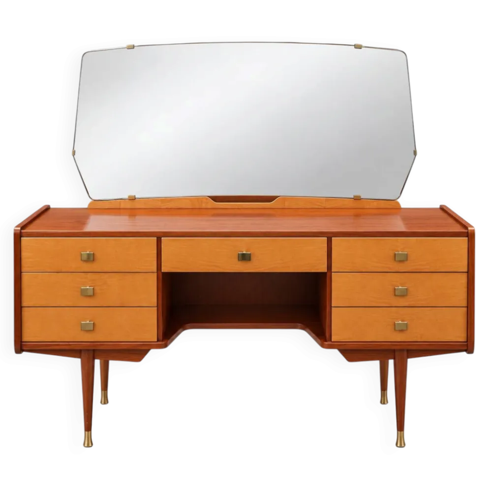 Coiffeuse vintage avec miroir, années 50-60
