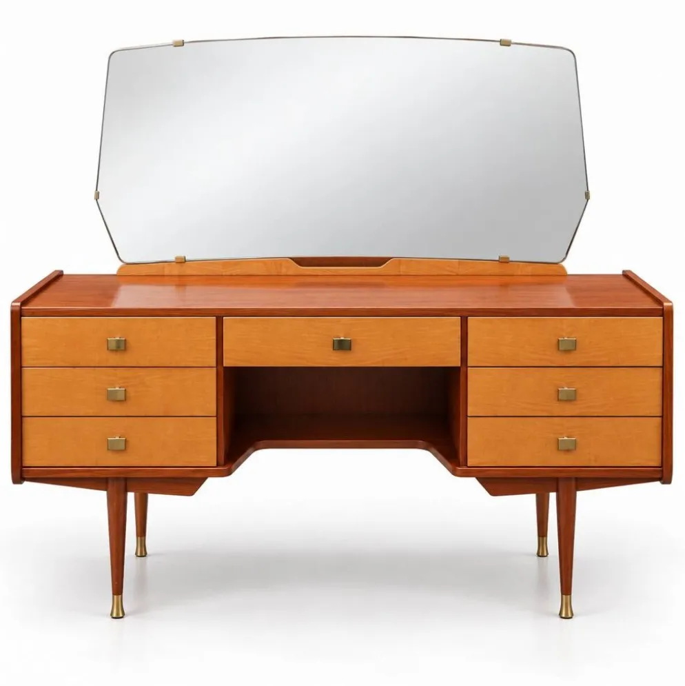 Coiffeuse vintage avec miroir, années 50-60