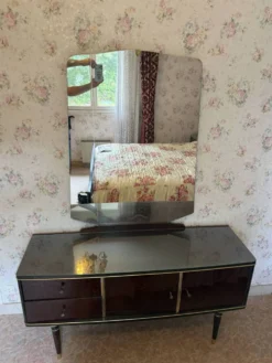 Coiffeuse vintage avec miroir, années 50-60