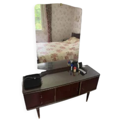 Coiffeuse vintage avec miroir, années 50-60