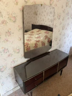 Coiffeuse vintage avec miroir, années 50-60