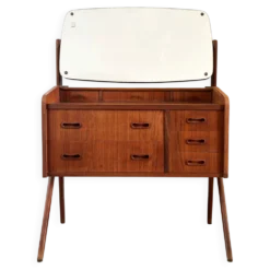 Coiffeuse vintage danoise en teck des années 60 estampillée Ag Spjel Kobber