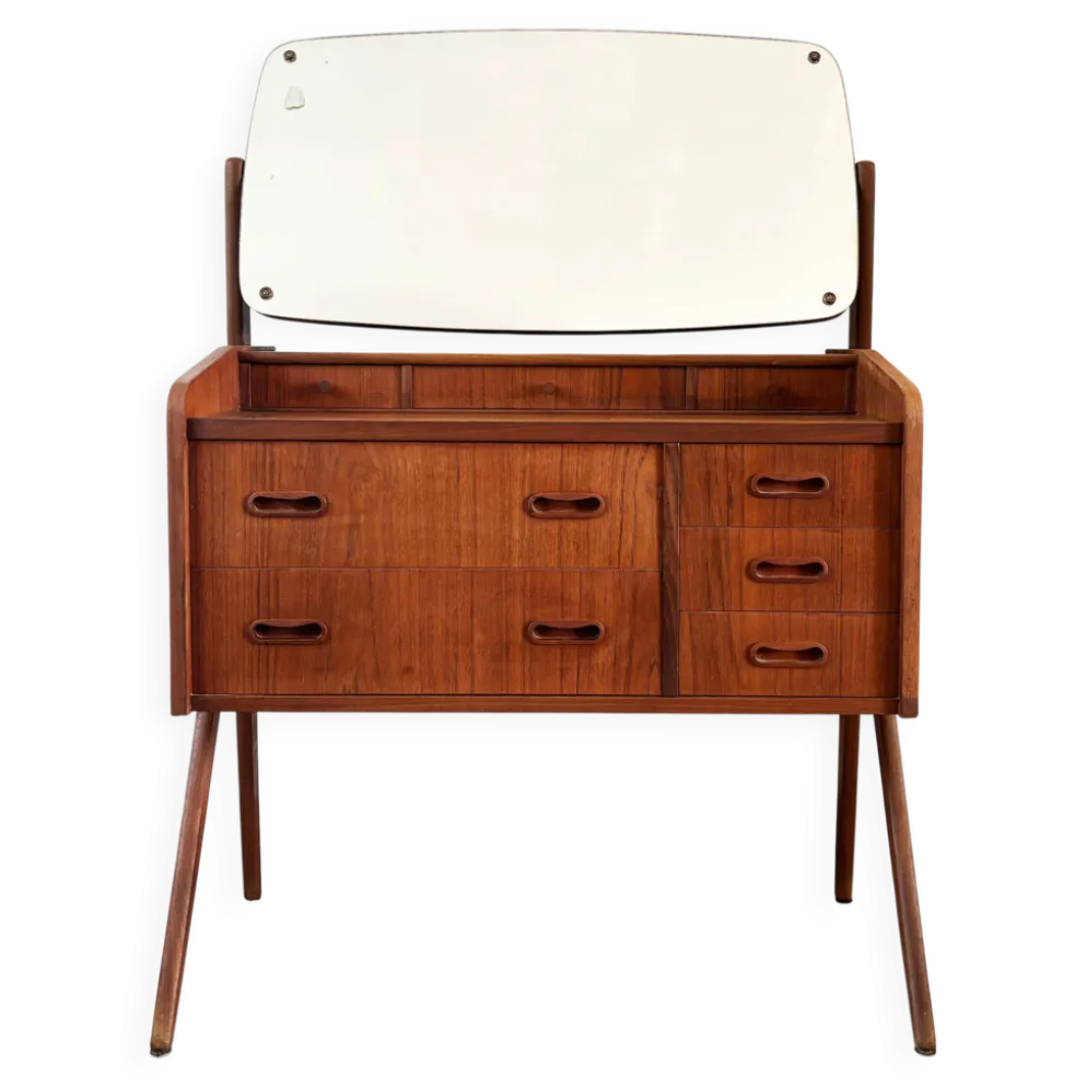 Coiffeuse vintage danoise en teck des années 60 estampillée Ag Spjel Kobber