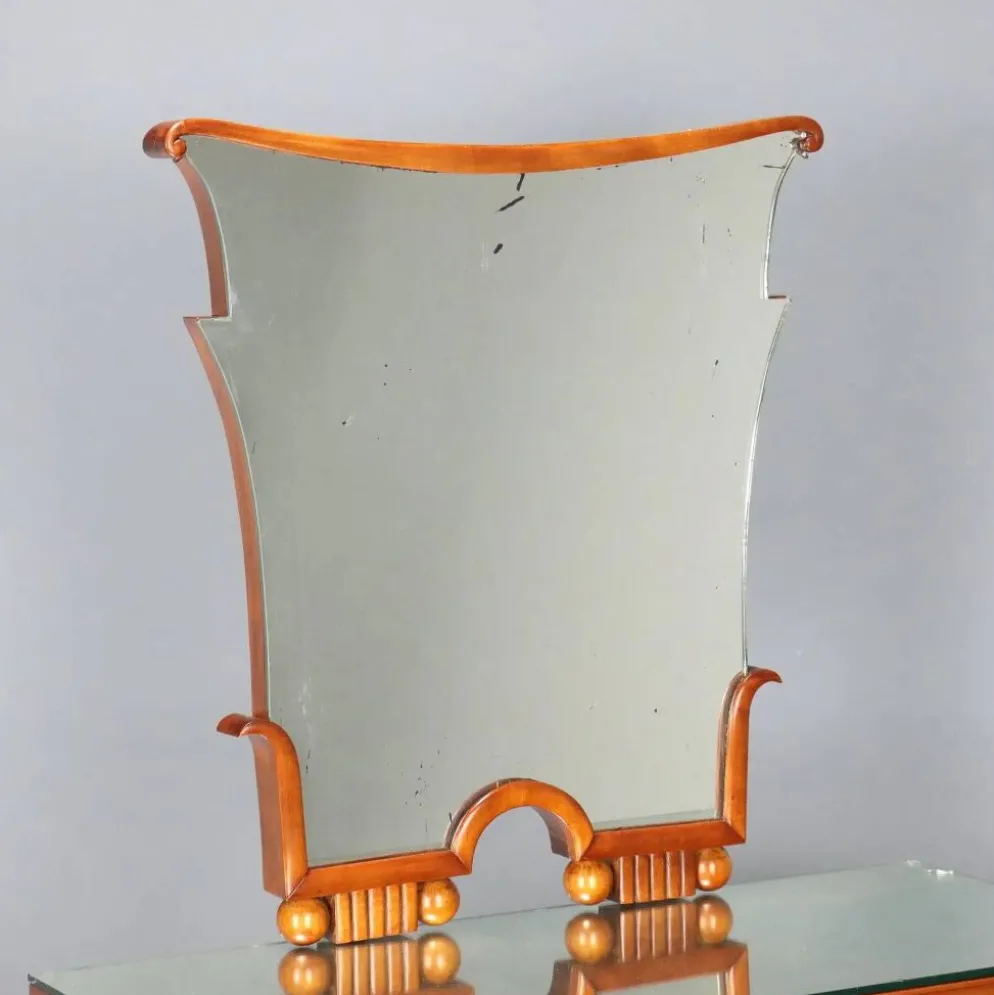 Coiffeuse vintage en acajou teinté avec miroir, Italie, XXe siècle