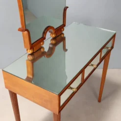 Coiffeuse vintage en acajou teinté avec miroir, Italie, XXe siècle