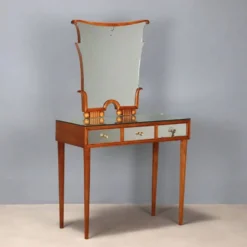 Coiffeuse vintage en acajou teinté avec miroir, Italie, XXe siècle