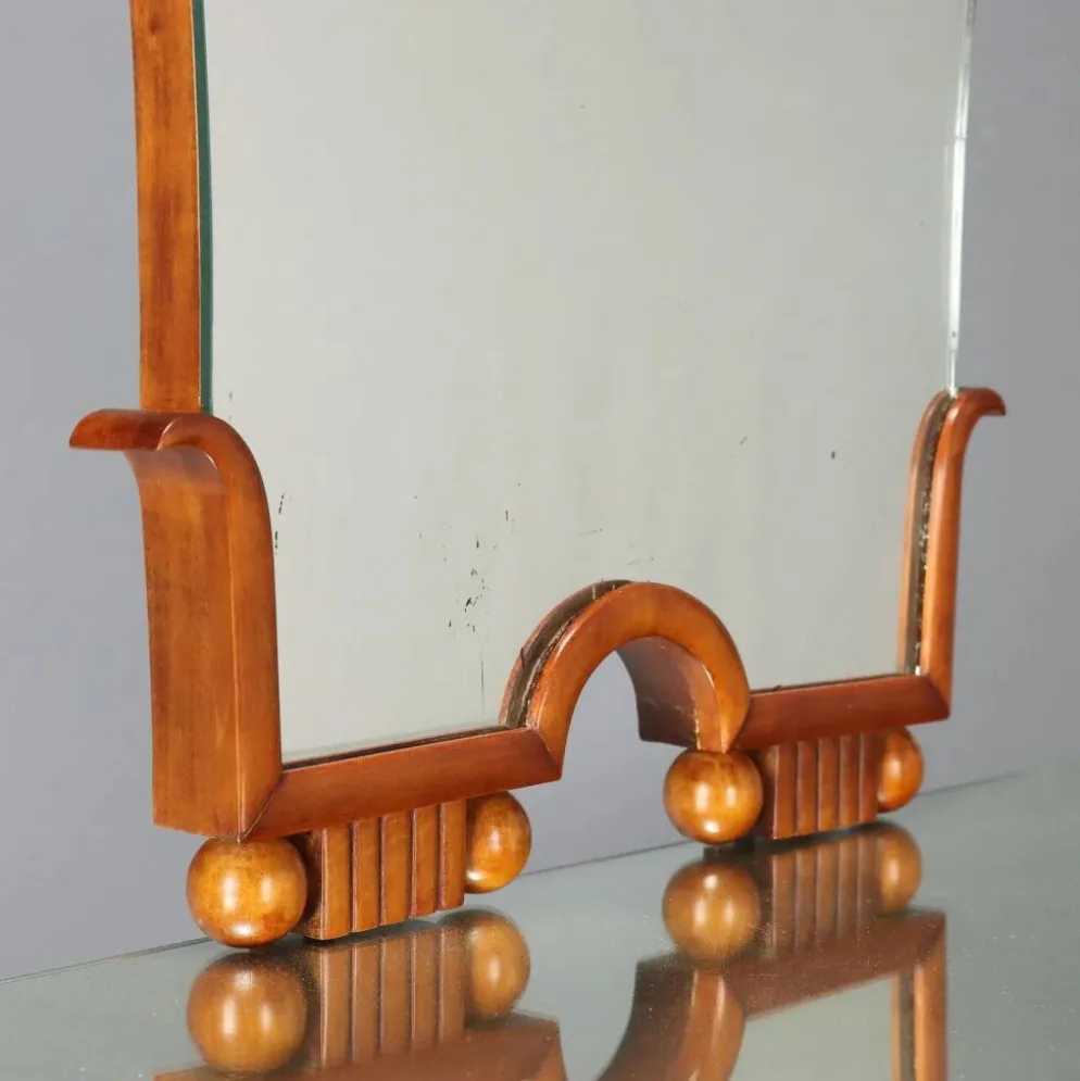 Coiffeuse vintage en acajou teinté avec miroir, Italie, XXe siècle
