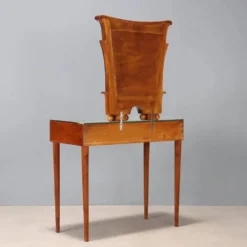 Coiffeuse vintage en acajou teinté avec miroir, Italie, XXe siècle