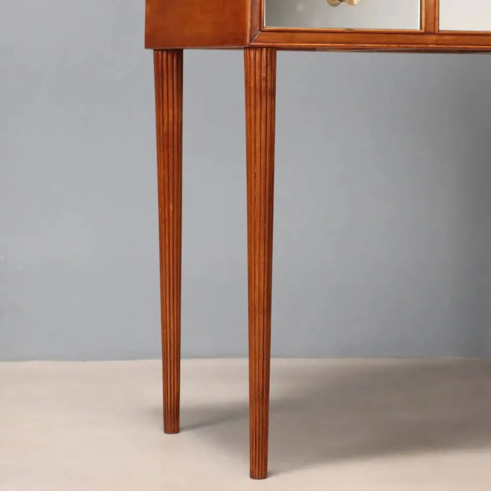Coiffeuse vintage en acajou teinté avec miroir, Italie, XXe siècle