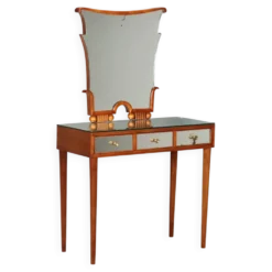 Coiffeuse vintage en acajou teinté avec miroir, Italie, XXe siècle