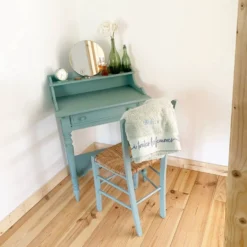 Coiffeuse vintage en bois peint