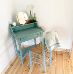 Coiffeuse vintage en bois peint