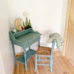Coiffeuse vintage en bois peint
