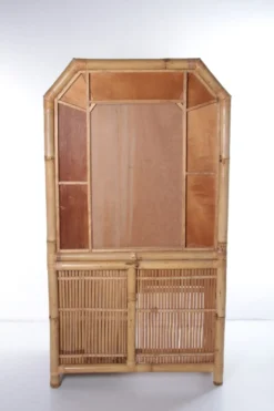 Coiffeuse vintage en faux bambou France des années 1980