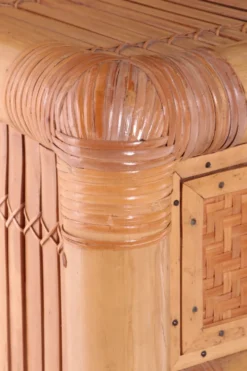 Coiffeuse vintage en faux bambou France des années 1980
