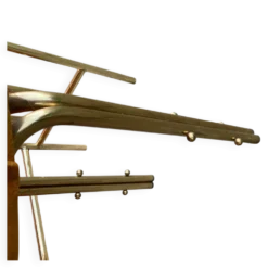 Coiffeuse vintage en laiton marron avec miroir et tabouret assorti, 1950s - set de 2
