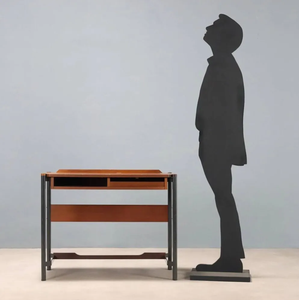 Coiffeuse vintage en placage d’acajou design Italie 1960s