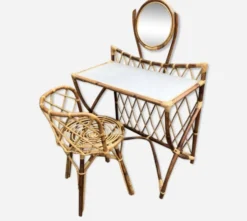 Coiffeuse vintage en rotin