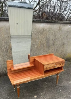 Coiffeuse vintage, marqueterie, années 50 / 60