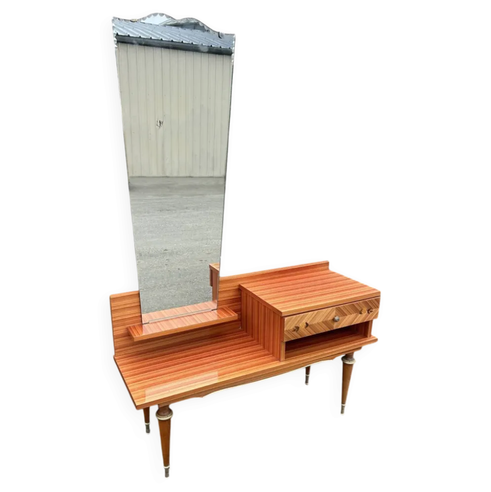 Coiffeuse vintage, marqueterie, années 50 / 60