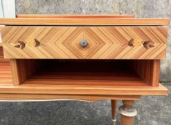 Coiffeuse vintage, marqueterie, années 50 / 60