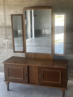 Coiffeuse vintage à miroir triptyque, années 1950