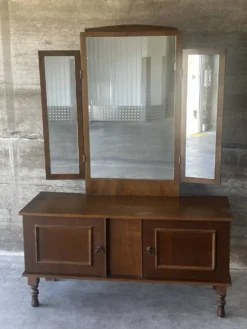 Coiffeuse vintage à miroir triptyque, années 1950