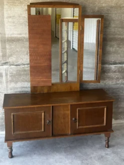 Coiffeuse vintage à miroir triptyque, années 1950