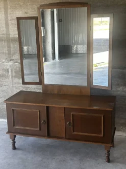 Coiffeuse vintage à miroir triptyque, années 1950
