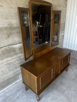 Coiffeuse vintage à miroir triptyque, années 1950