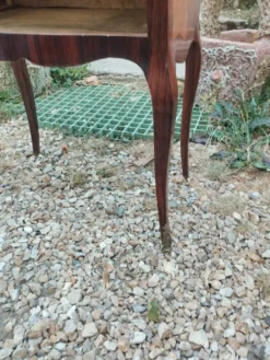 Commode ancienne en marqueterie avec plateau marbre style louis xvi