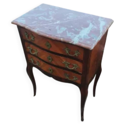 Commode ancienne en marqueterie avec plateau marbre style louis xvi