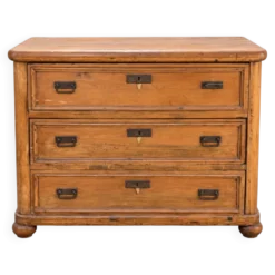 Commode ancienne en pin massif – 3 grands tiroirs – fin XIXe / début XXe