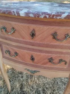 Commode ancienne marqueterie style louis xvi plateau marbre