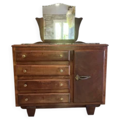 Commode art déco avec miroir biseauté et marbre