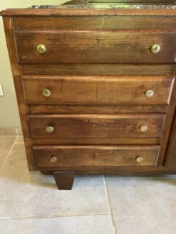 Commode art déco avec miroir biseauté et marbre