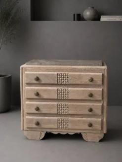 Commode Art Déco en chêne aérogommée