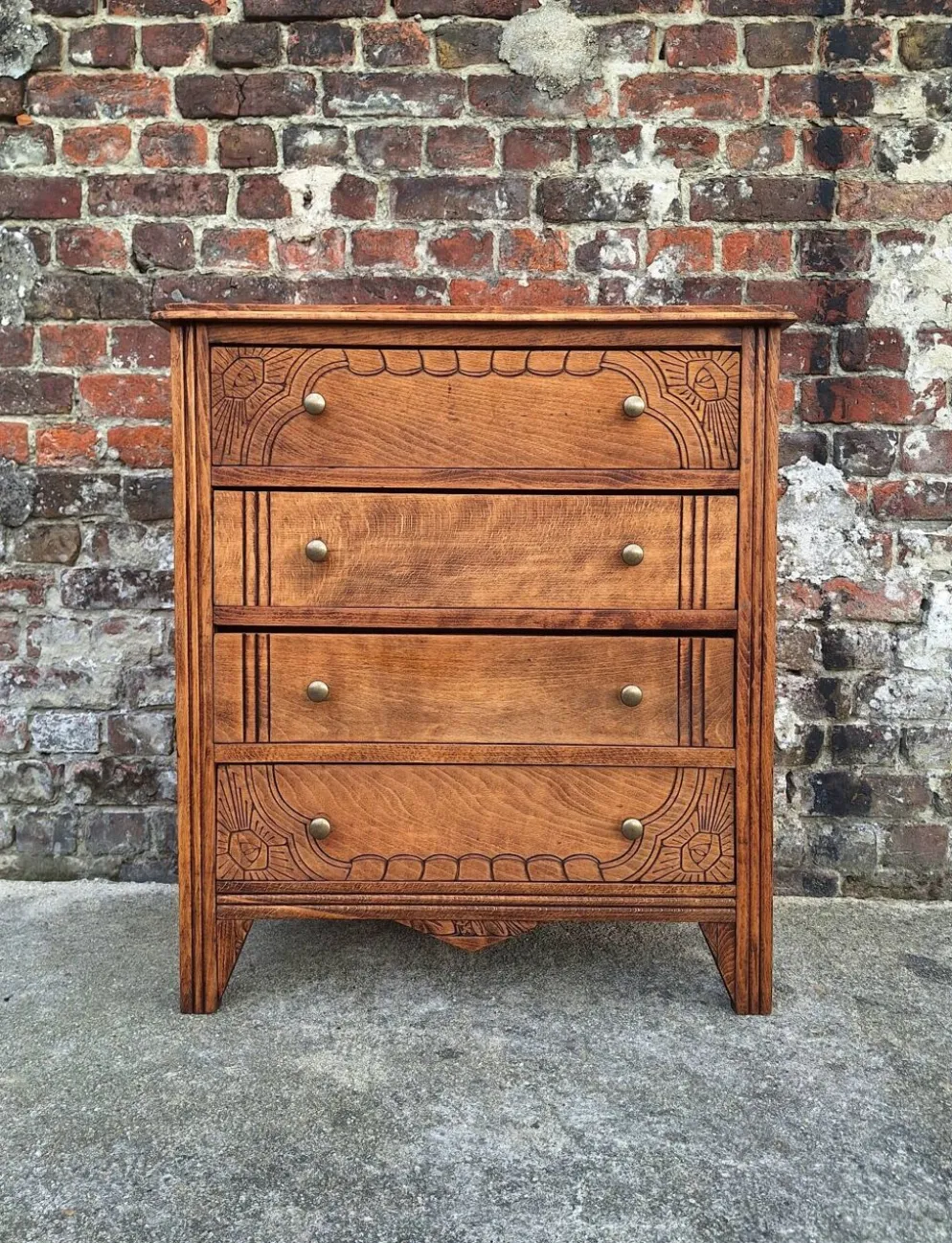 Commode art déco plateau bois, meuble ancien vintage