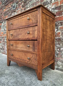Commode art déco plateau bois, meuble ancien vintage
