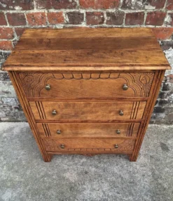 Commode art déco plateau bois, meuble ancien vintage