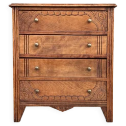 Commode art déco plateau bois, meuble ancien vintage