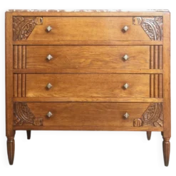 Commode art déco plateau marbre, meuble ancien vintage