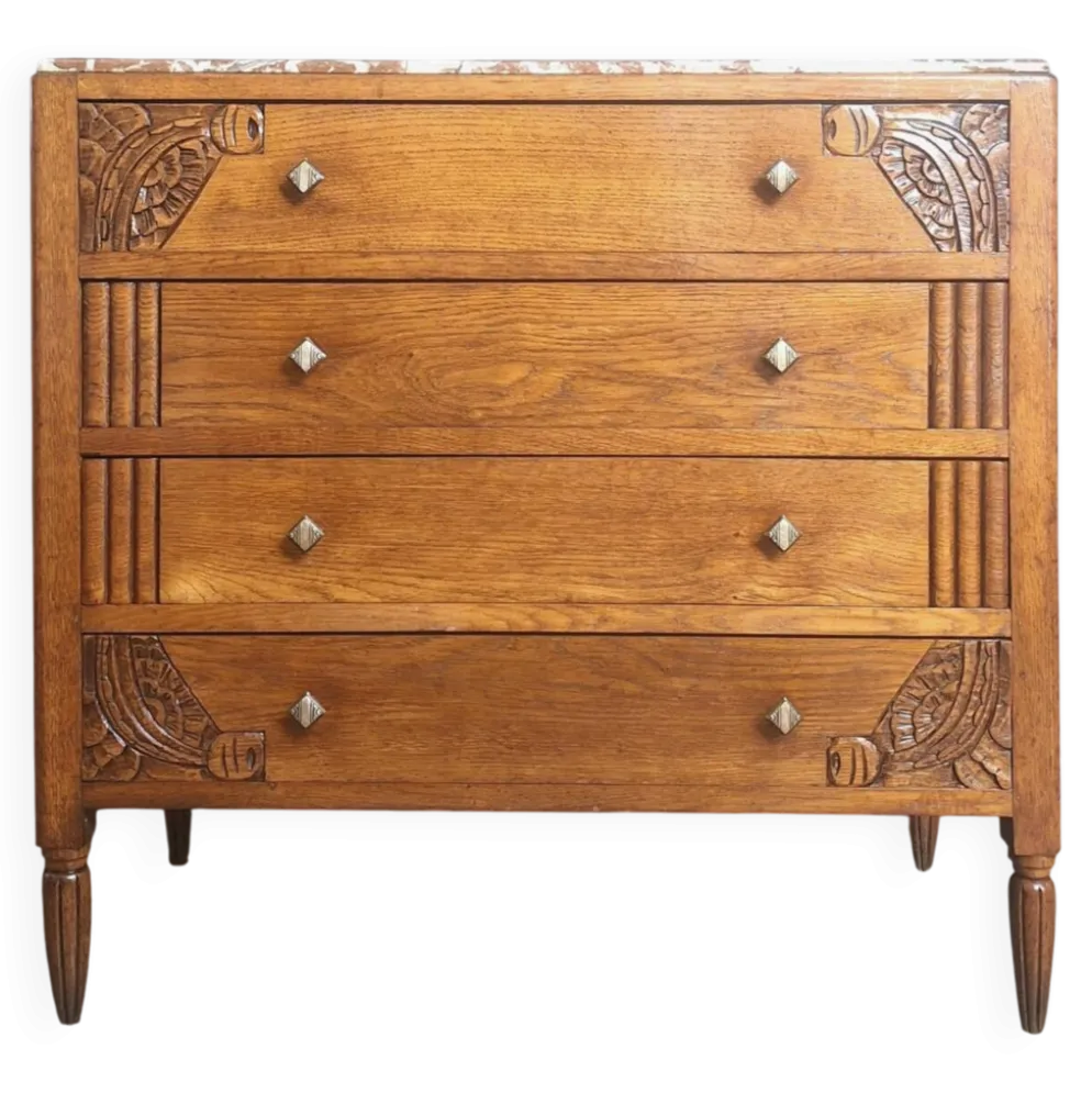 Commode art déco plateau marbre, meuble ancien vintage