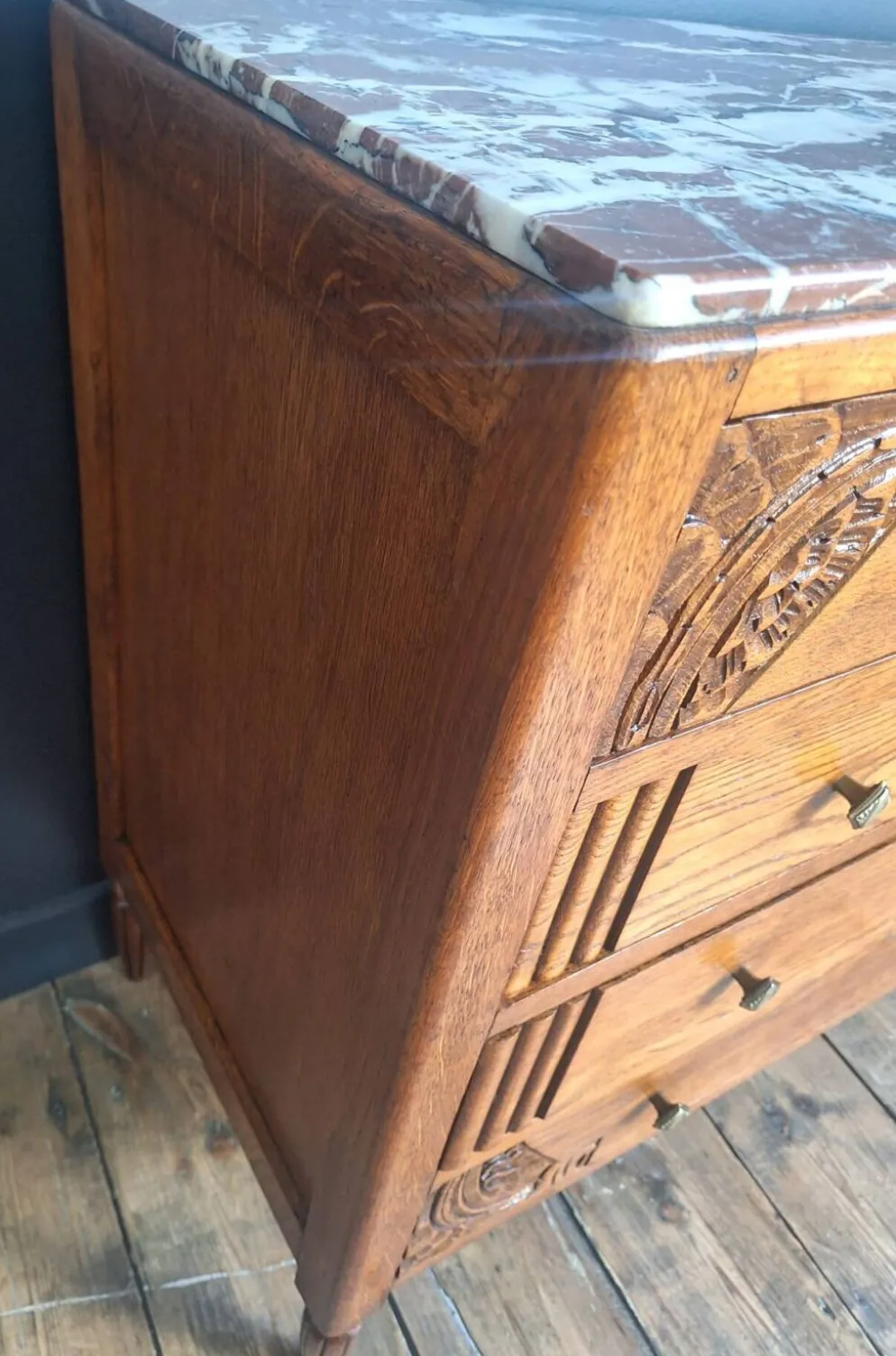 Commode art déco plateau marbre, meuble ancien vintage