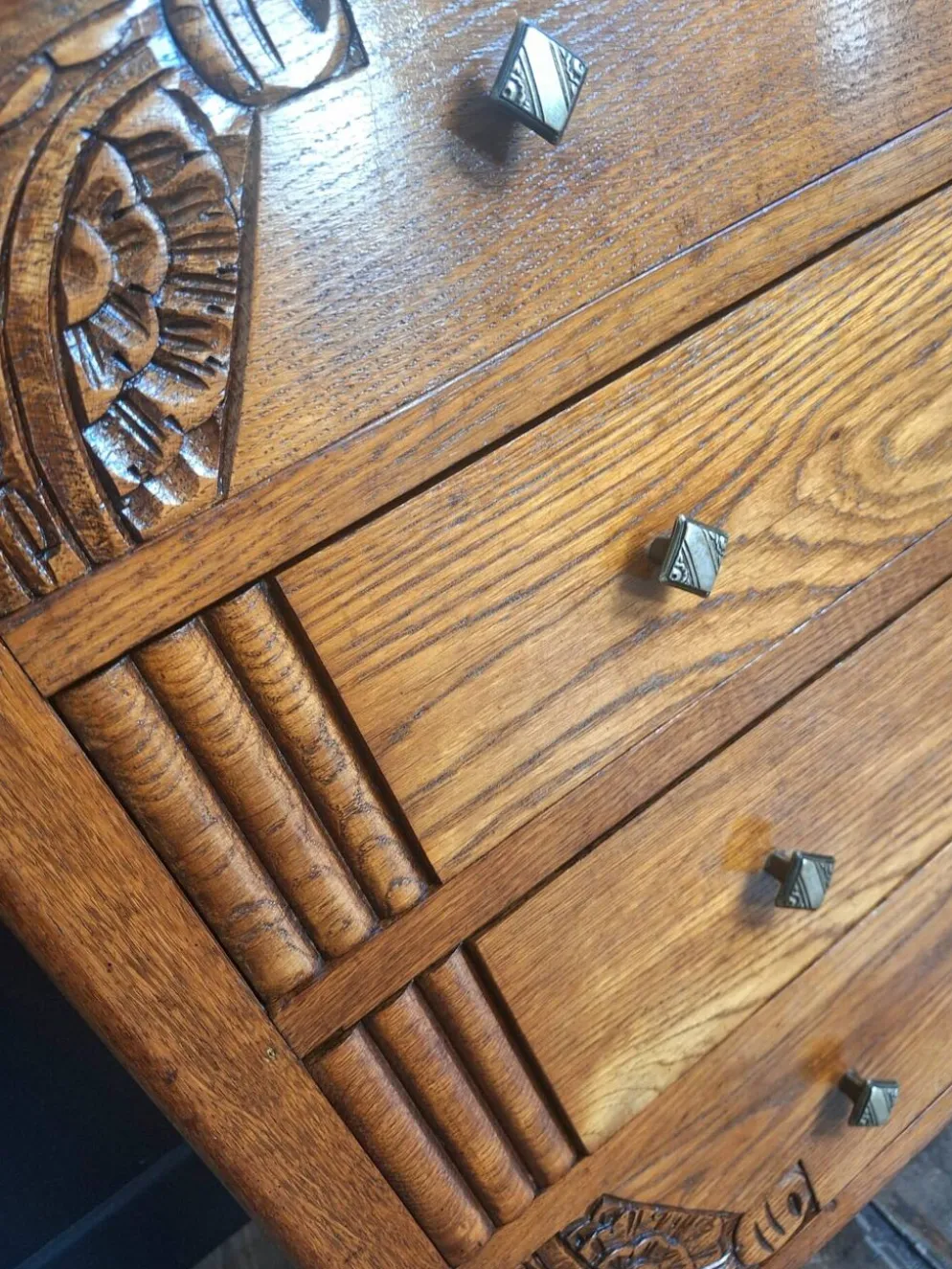 Commode art déco plateau marbre, meuble ancien vintage