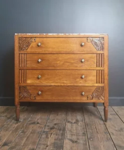 Commode art déco plateau marbre, meuble ancien vintage