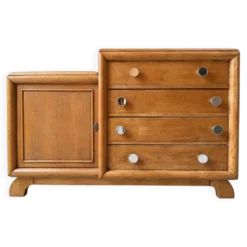Commode asymétrique art déco chêne brut rénovée